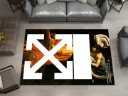 Off-White Art-Inspired Custom Rug – Bold Design for Fashion and Art Lovers, Designer Brand Carpet