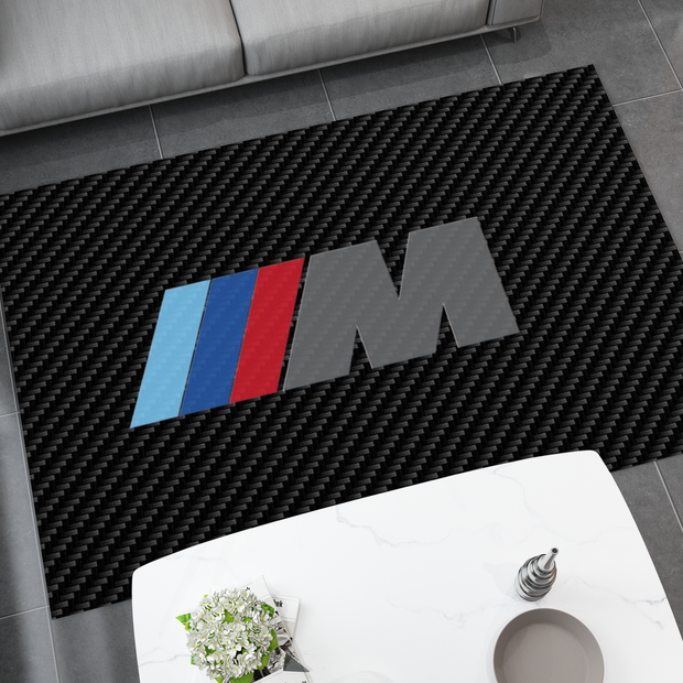 BMW Car Rug, Racing Inspired Carpet, Garage Rug