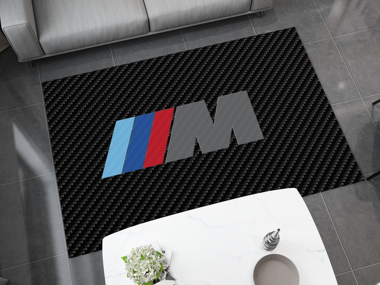 BMW Car Rug, Racing Inspired Carpet, Garage Rug