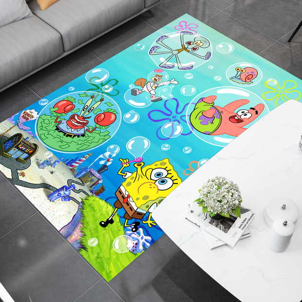 SpongeBob Rug, Cartoon-Inspired Carpet, Kids' Room Rug
