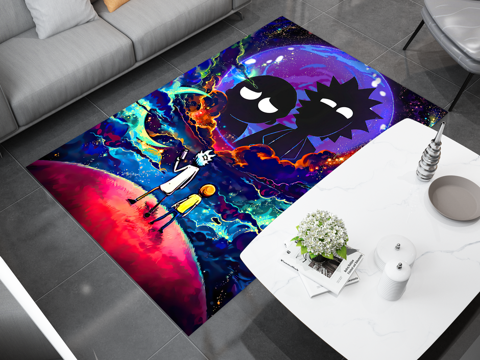 Rick and Morty Rug, Cartoon-Inspired Carpet, Portal Rick Rug, Geek Gift