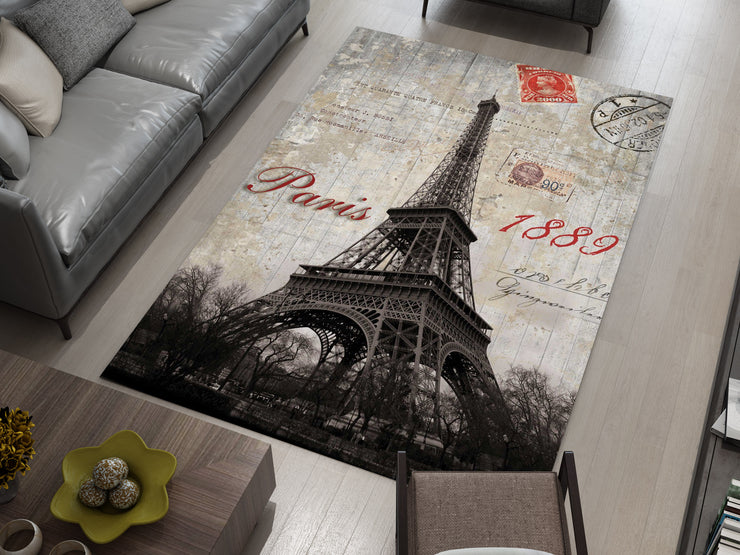 France Eiffel Landmarks Rug – A Vibrant Tribute to Paris and Beyond, European Carpet