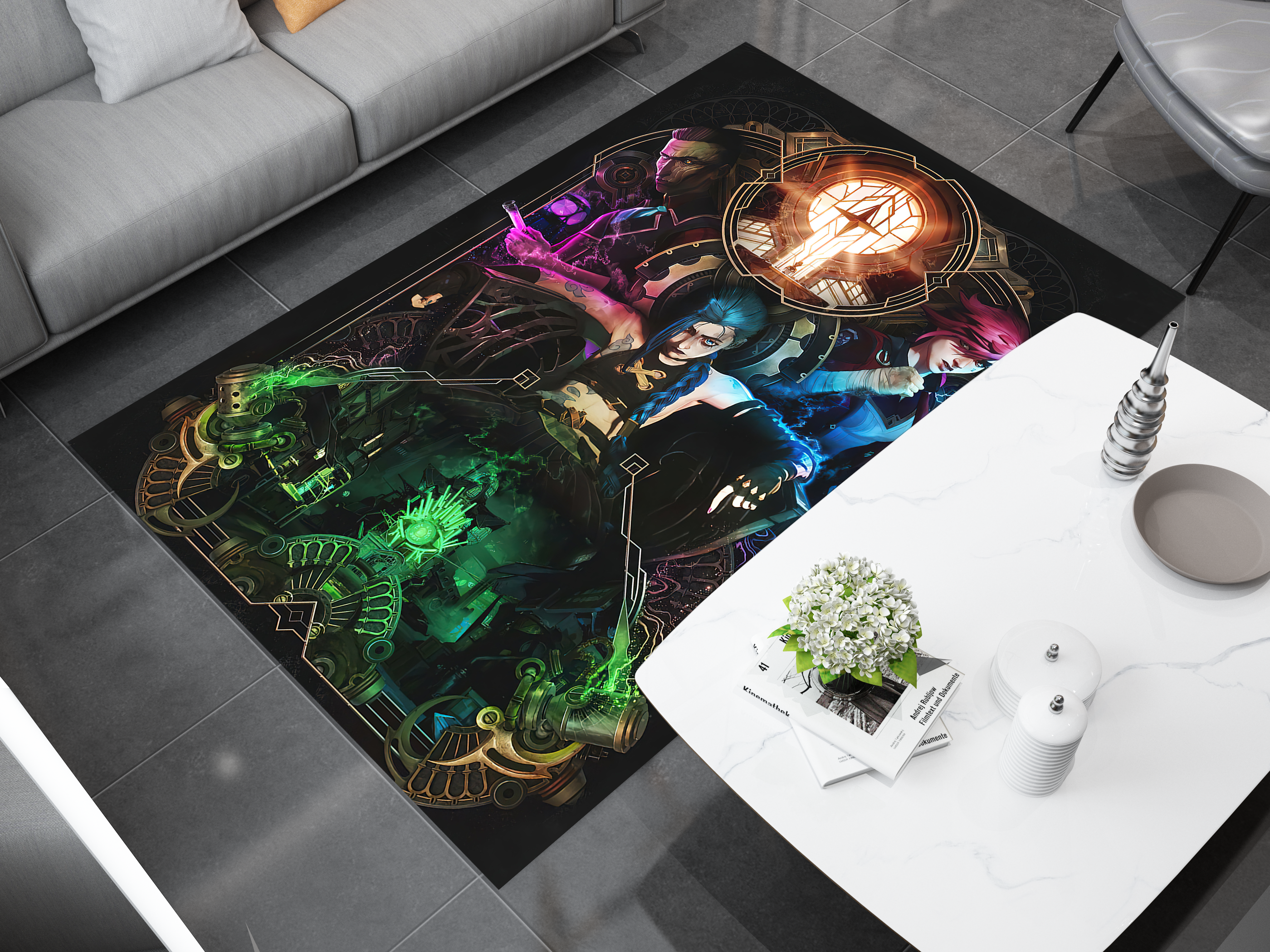 Arcane Jinx Vi Rug, League of Legends Carpet, Gamer Rug Decoration