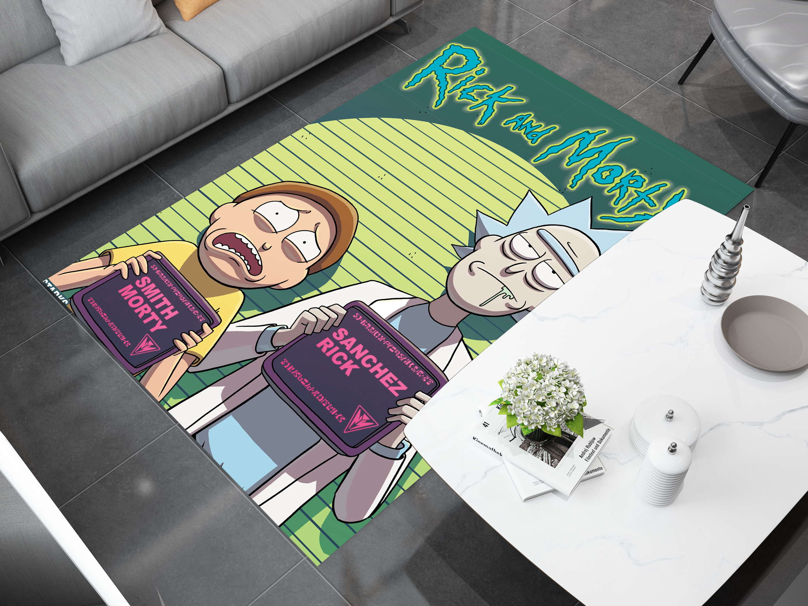 Rick and Morty Rug, Cartoon-Inspired Carpet, Portal Rick Rug, Geek Gift