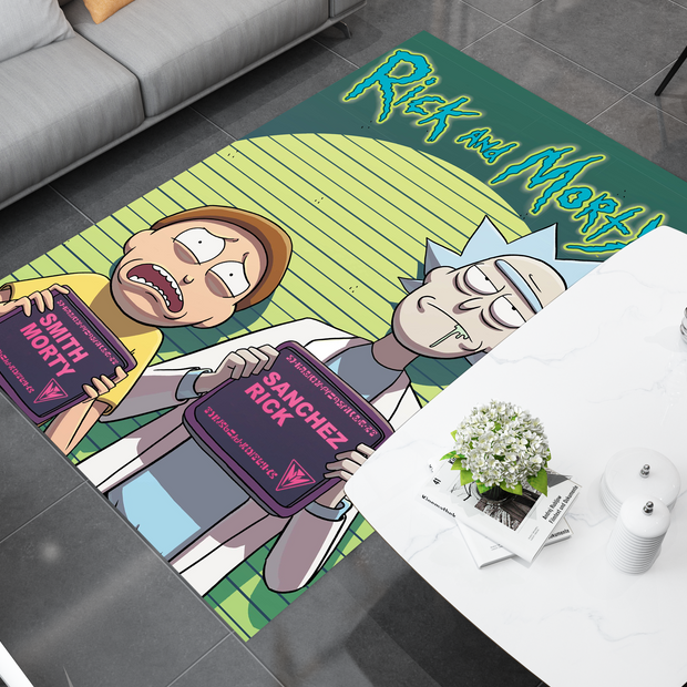 Rick and Morty Rug, Cartoon-Inspired Carpet, Portal Rick Rug, Geek Gift
