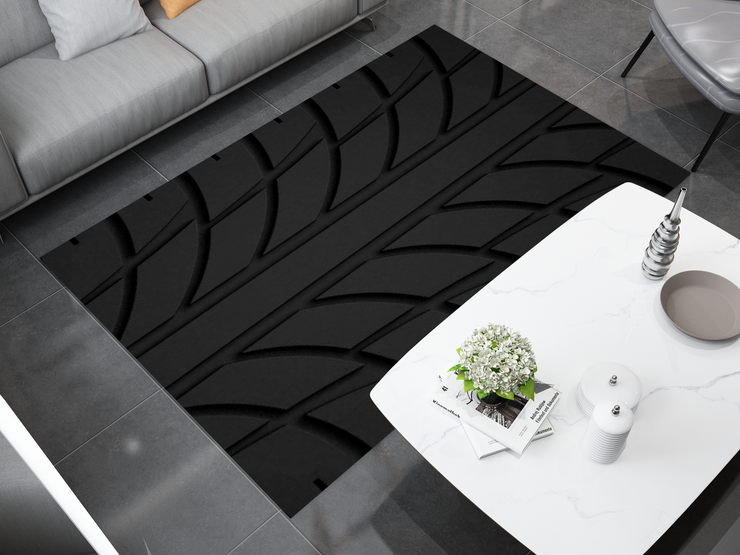 Wheel Car Rug, Racing Inspired Carpet, Garage Rug