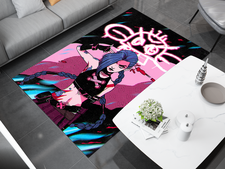 Arcane Jinx Rug, League of Legends Carpet, Gamer Rug Decoration