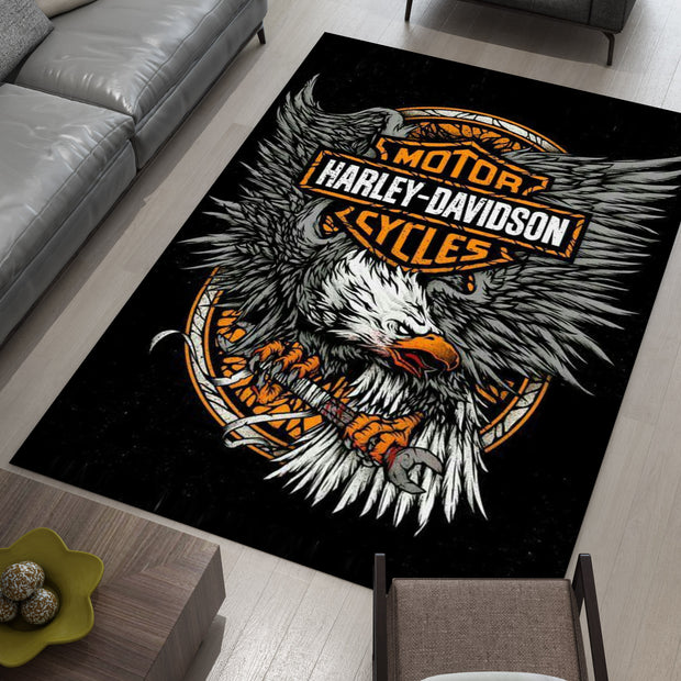 Harley-Davidson Road Custom Rug – Biker-Inspired Garage Decor for Motorcycle Enthusiasts, Motorcycle Carpet