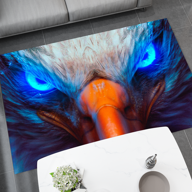 Fierce Eagle Eyes Rug, Bold Animal Design, Statement Carpet for Unique Interiors