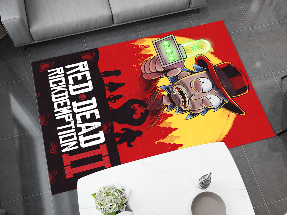 Rick and Morty  Red Dead Rug, Cartoon-Inspired Carpet, Portal Rick Rug, Geek Gift, RDR 2 Gamer Rug