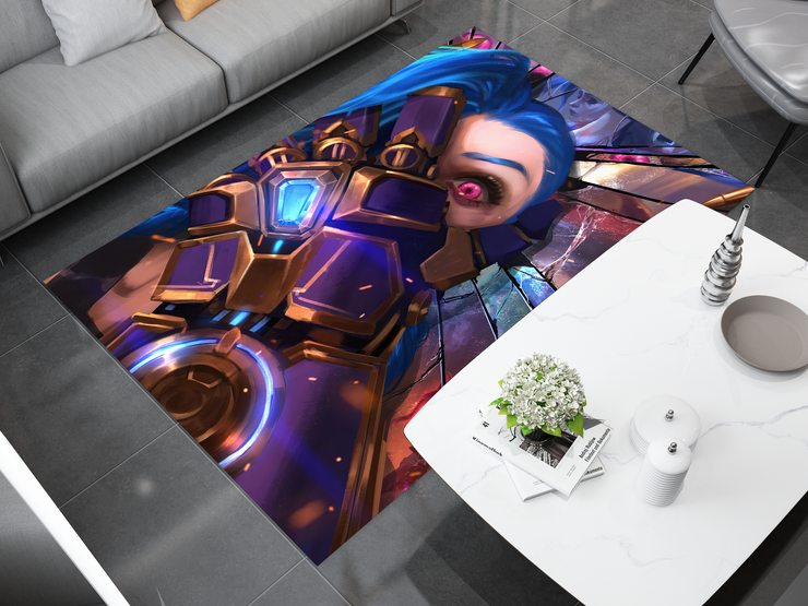 Arcane Jinx Rug, League of Legends Carpet, Gamer Rug Decoration