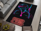 PUBG Neon Warrior Custom Rug – Gamer Room Decor for Battle Royale Fans, Gaming Room Carpet