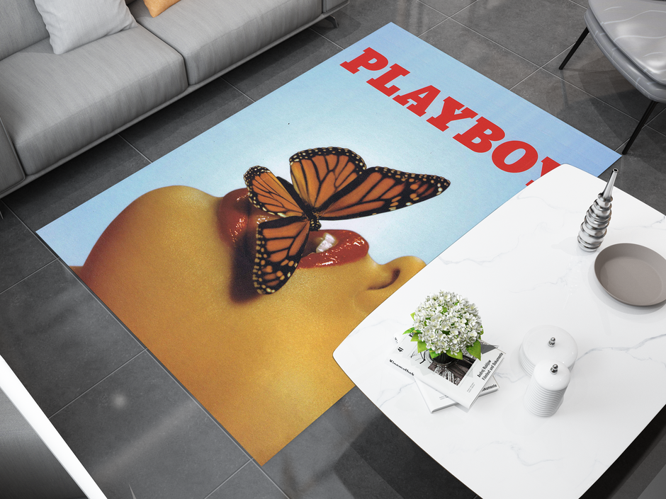 Playboy Vintage Butterfly Lips Rug - Bold and Artistic Custom Home Décor Carpet