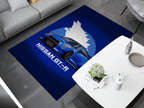 Nissan GTR Car Blue Rug, Racing Inspired Carpet, Garage Rug