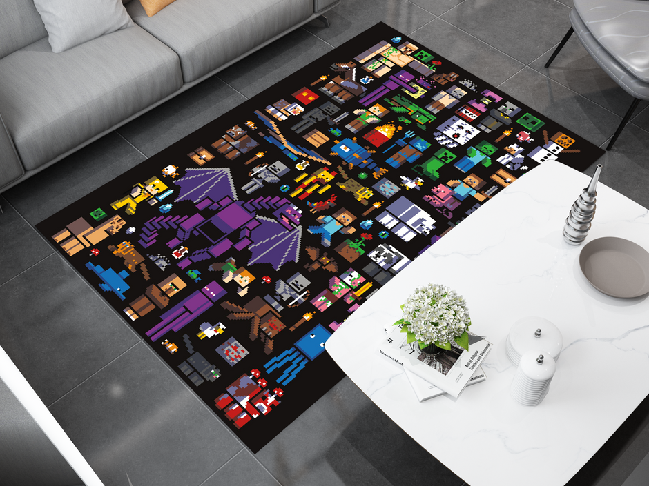 Minecraft Rug Art Pixelated Minecraft Characters Custom Rug – Gaming Decor for Fans, Gam ...