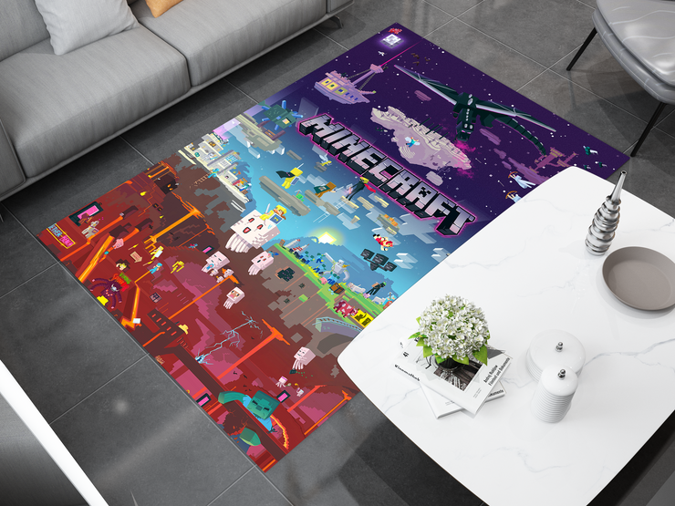 Minecraft Nether to End Themed Custom Rug – Perfect for Gaming Rooms