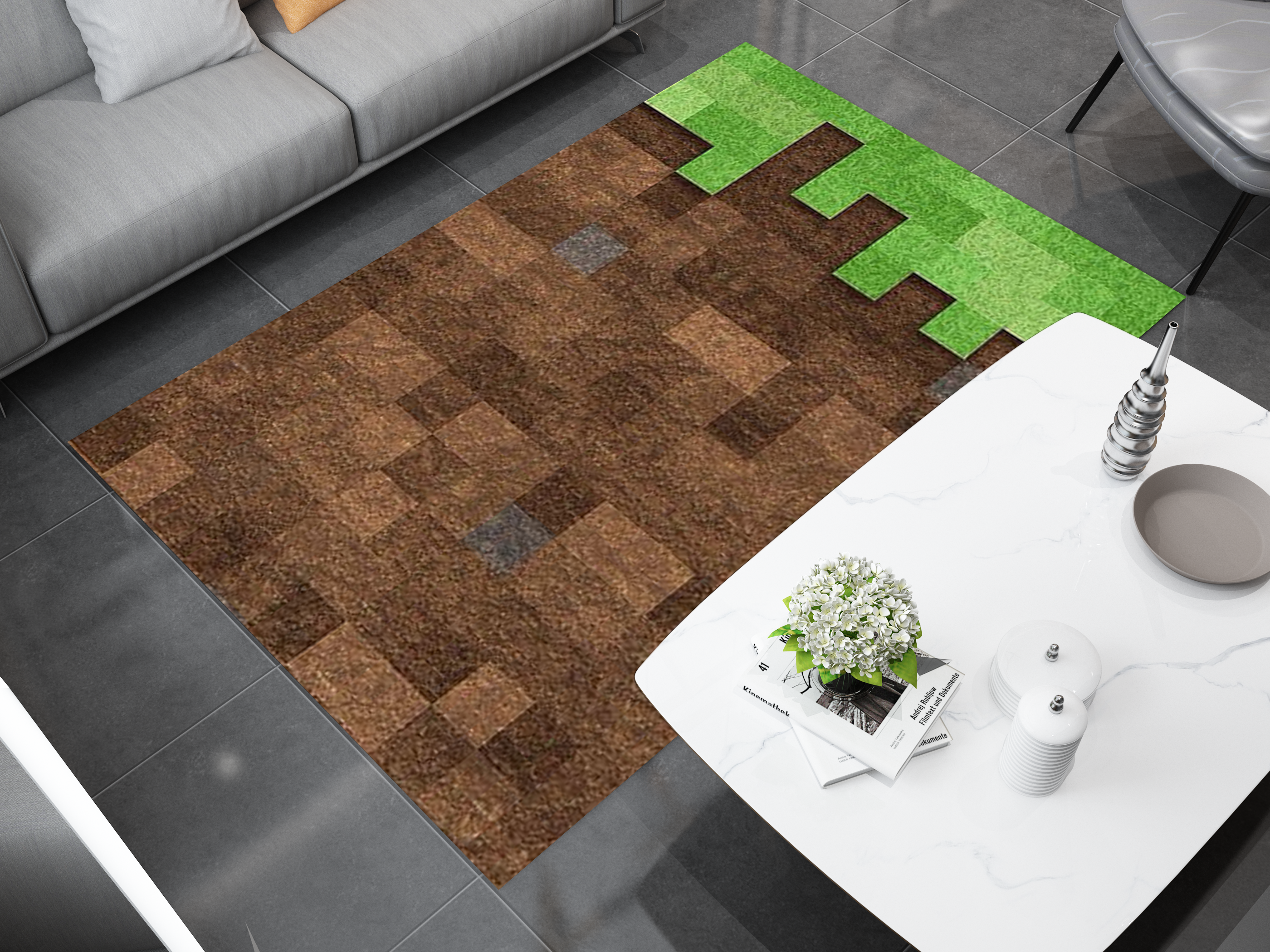 Minecraft Grass Block Custom Rug – Iconic Gaming Decor Carpet for Any Space