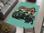 Harley-Davidson Road Custom Rug – Biker-Inspired Garage Decor for Motorcycle Enthusiasts, Motorcycle Carpet