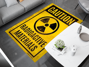 Caution Radioactive Materials Rug - Bold Industrial Warning Sign Design Carpet