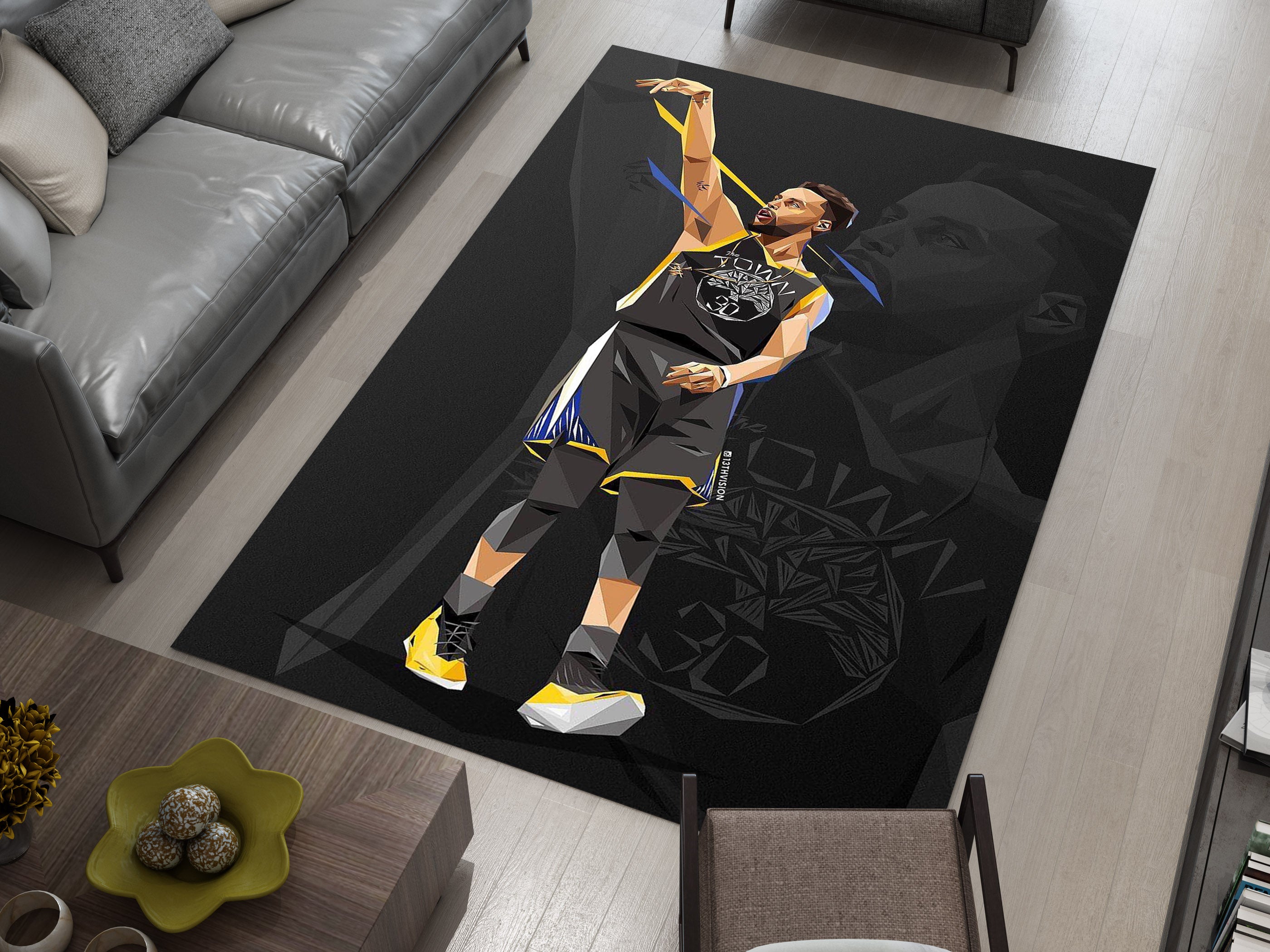 NBA Basketball Curry Rug – Iconic Basketball Design for Your Space, GYM Carpet