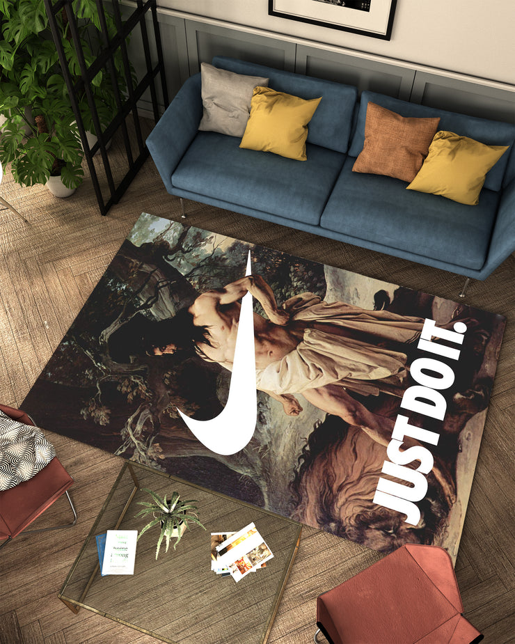 Nike "Just Do It" Hercules Rug – Bold Classic Art Meets Iconic Branding, Basketball GYM Carpet