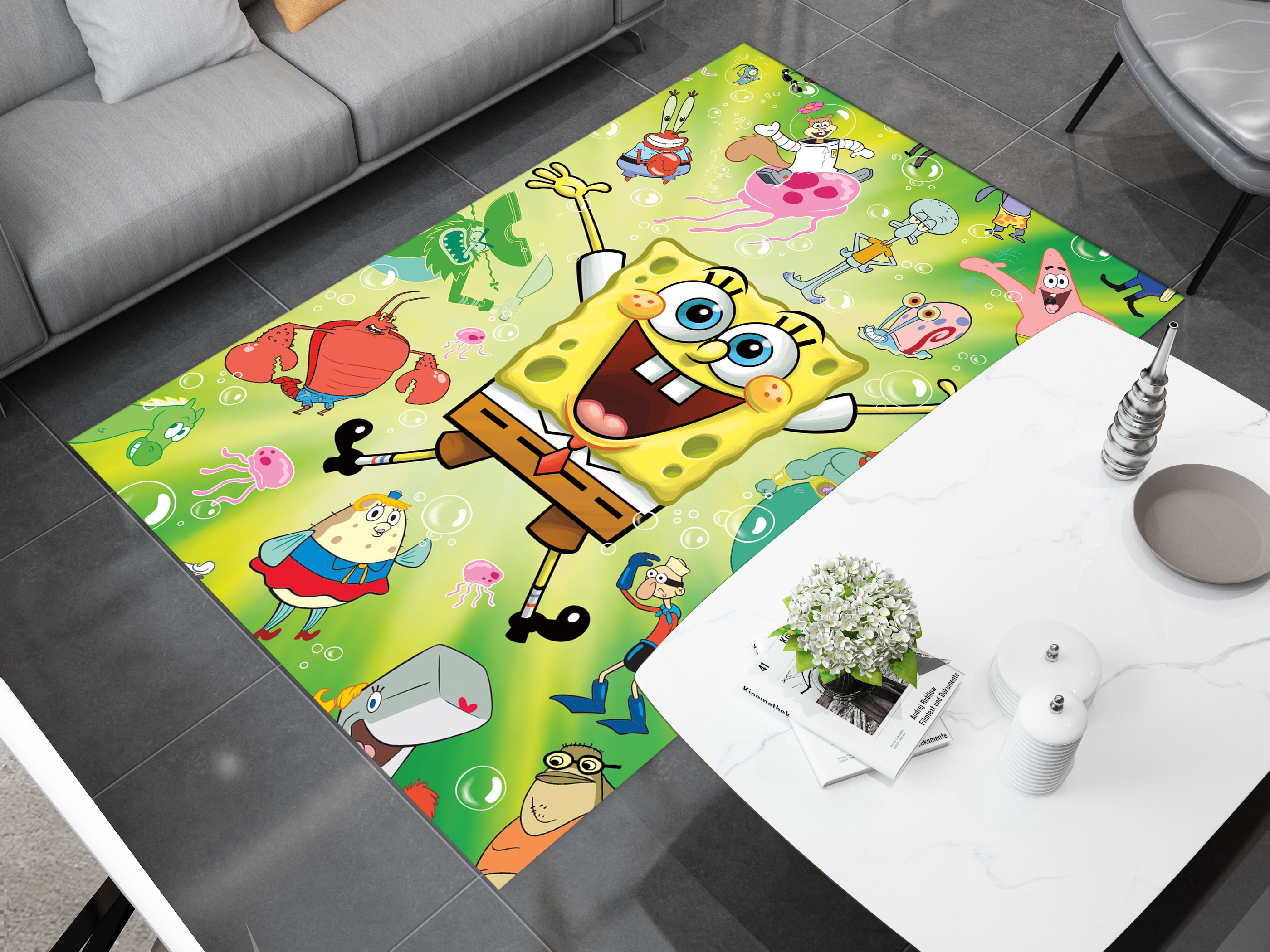 SpongeBob Rug, Cartoon-Inspired Carpet, Kids' Room Rug