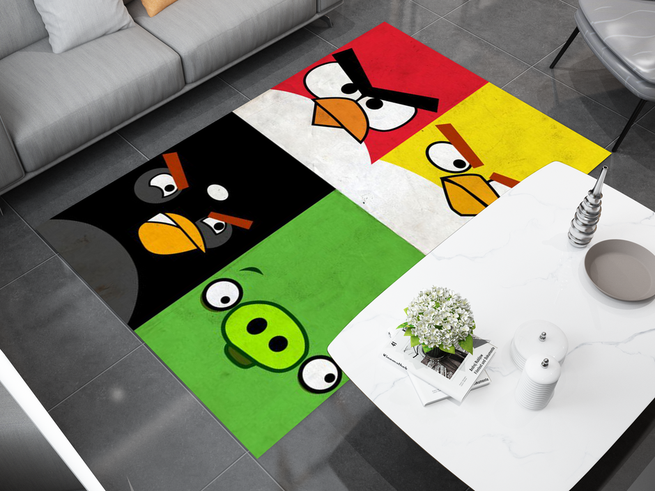 Angry Birds Rug - Bold and Fun Character Design for Any Room, Game Carpet