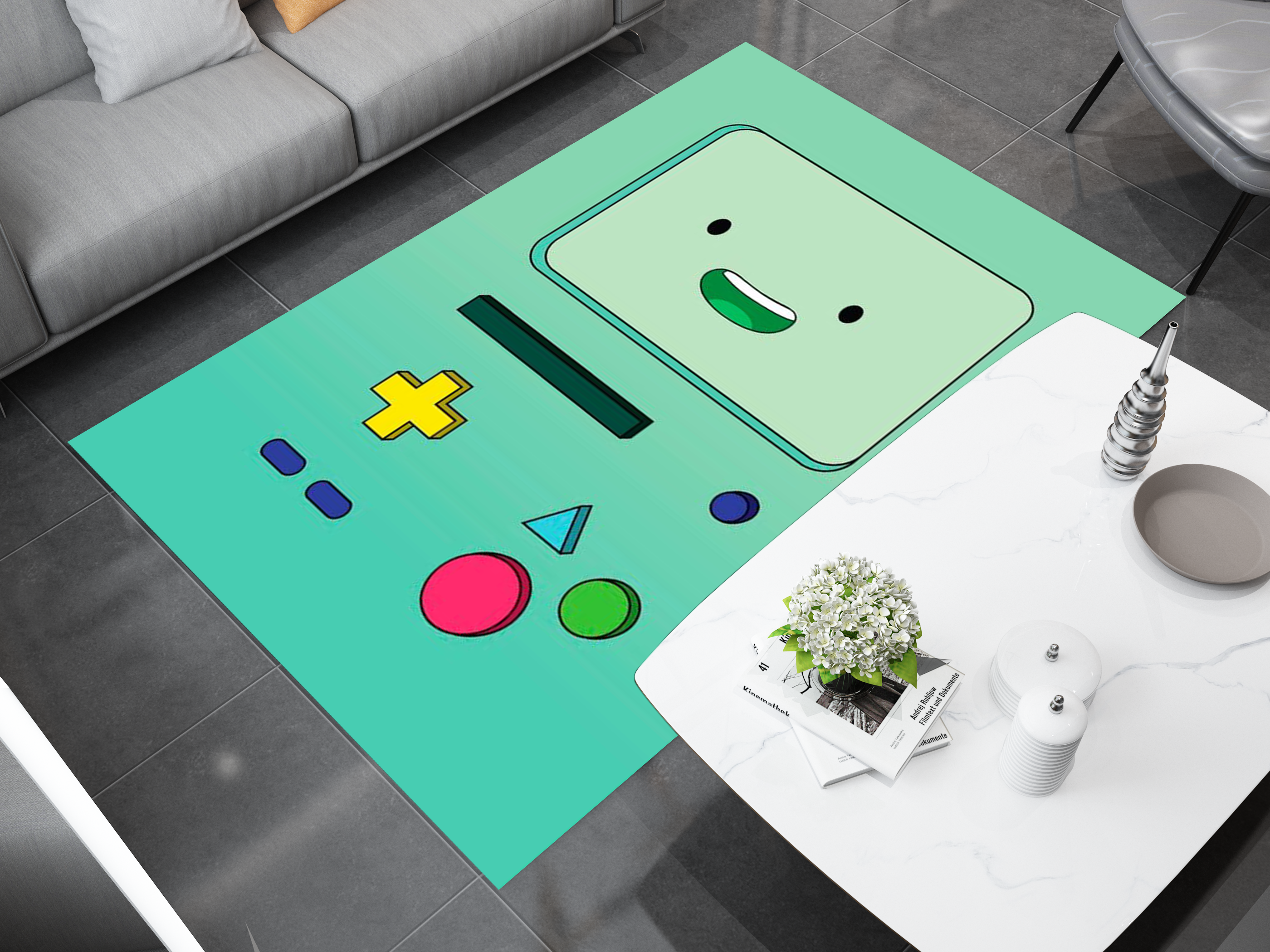 BMO Adventure Time Rug - Fun and Playful Gaming Console Design Cartoon Carpet
