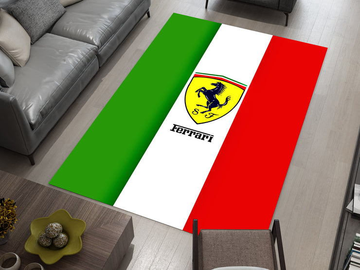 Ferrari Carbon Car Rug, Racing Inspired Italian Carpet, Garage Rug, Ferrari Decoration