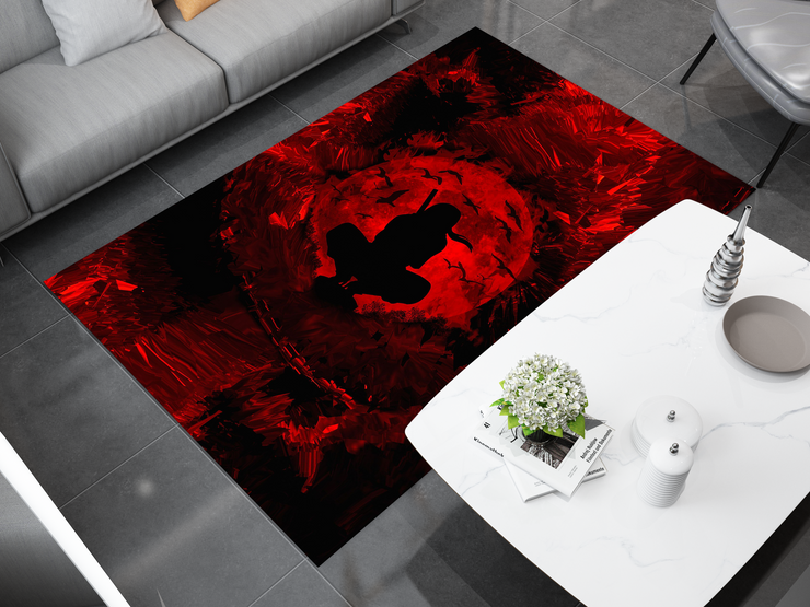 Naruto Akatsuki Moon Rug, Naruto Inspired Ninja Carpet, Red Moon Decor