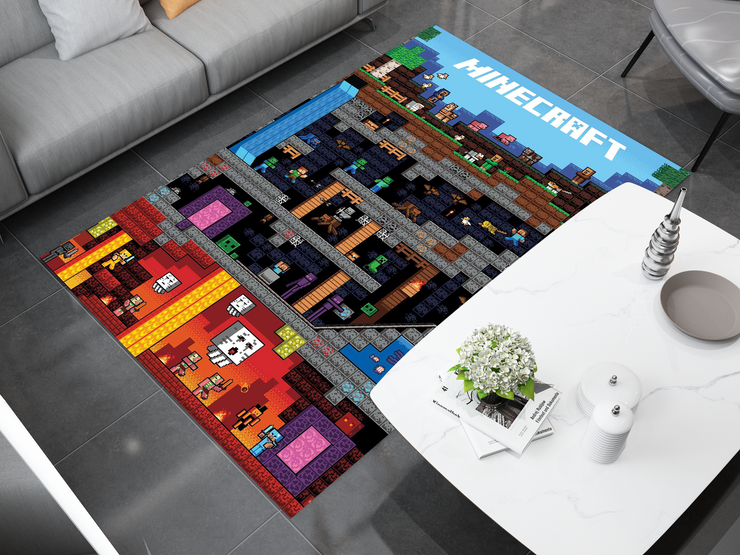 Minecraft Underground Adventure Custom Rug – Perfect for Gamers and Fans