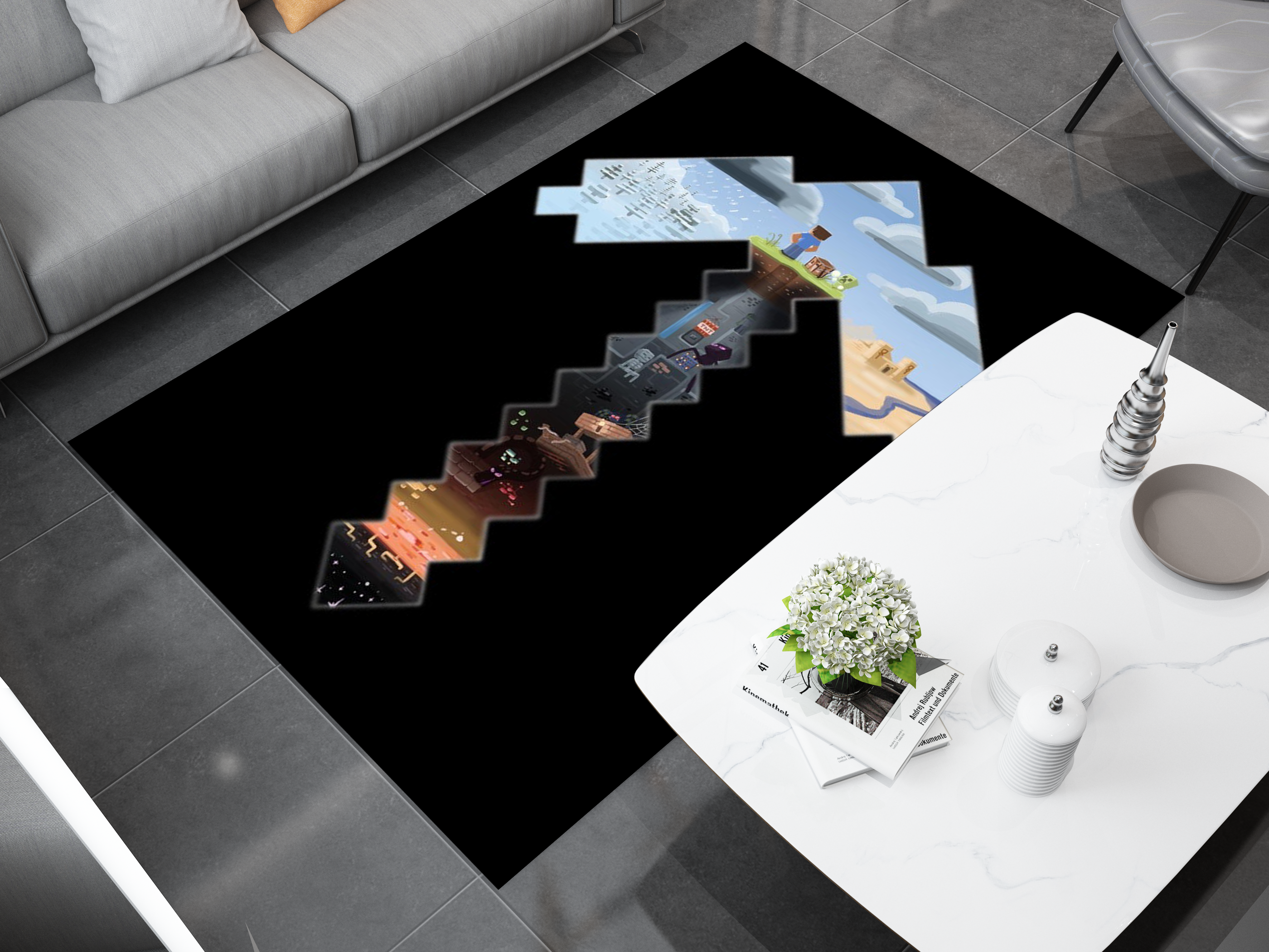 Minecraft Arrow Journey Custom Rug – Perfect for Gamers and Creators, Gamer Carpet