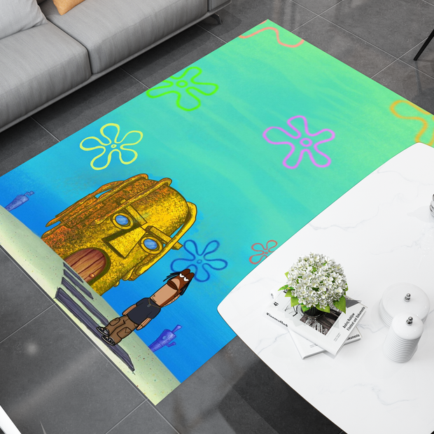 Travis SpongeBob Edition Rug - Fun and Quirky Crossover Design, Hip-hop Carpet