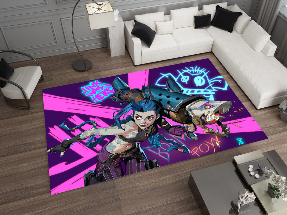 Arcane Jinx Rug, League of Legends Carpet, Gamer Rug Decoration