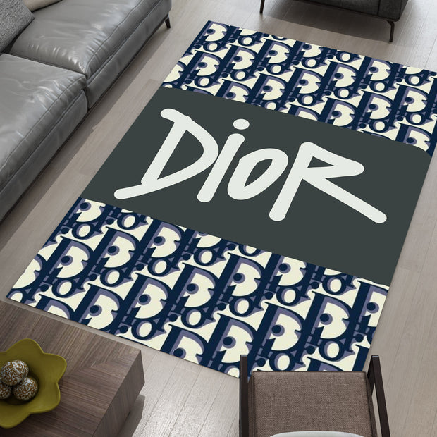 Dior-Inspired Black and White Rug – A Luxury Fashion Statement for Your Space
