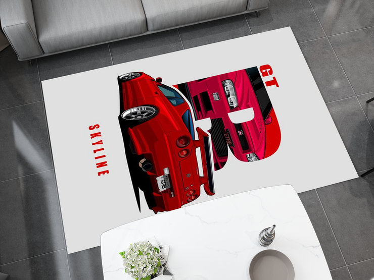 Nissan Skyline GTR Car Rug, Racing Inspired Carpet, Garage Rug