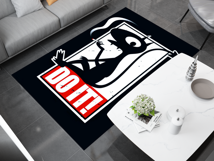 Do It! Smoking Cartoon Devil Rug - Edgy and Bold Custom Design