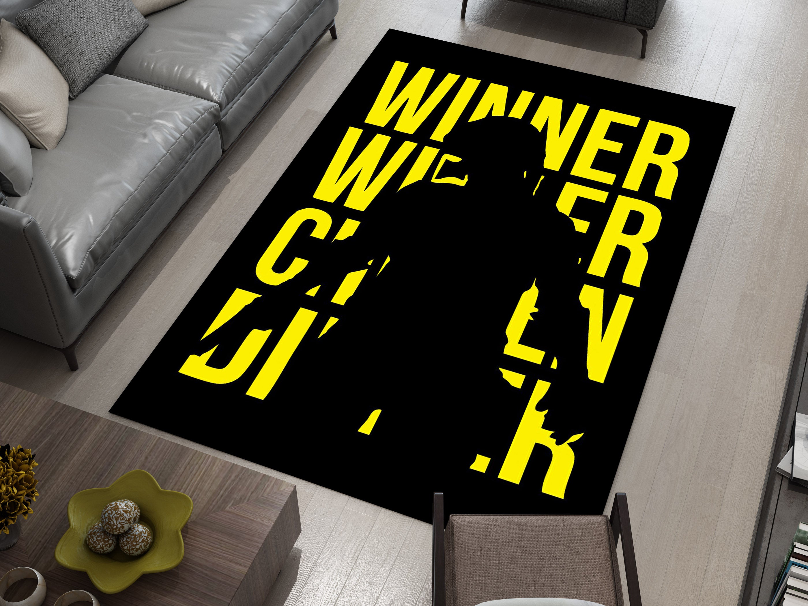 PUBG Winner Winner Chicken Dinner Custom Rug – Gamer Room Decor for Battle Royale Fans, Gaming Room Carpet
