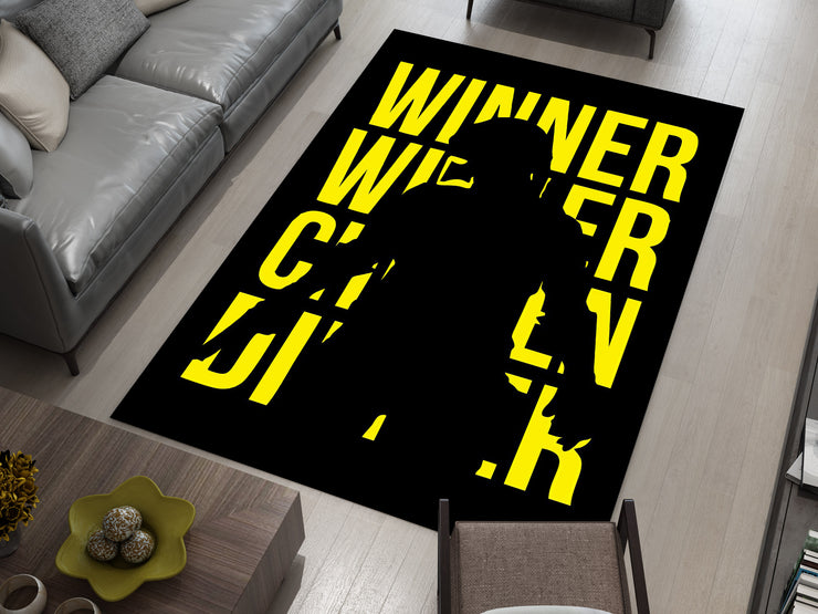 PUBG Winner Winner Chicken Dinner Custom Rug – Gamer Room Decor for Battle Royale Fans, Gaming Room Carpet