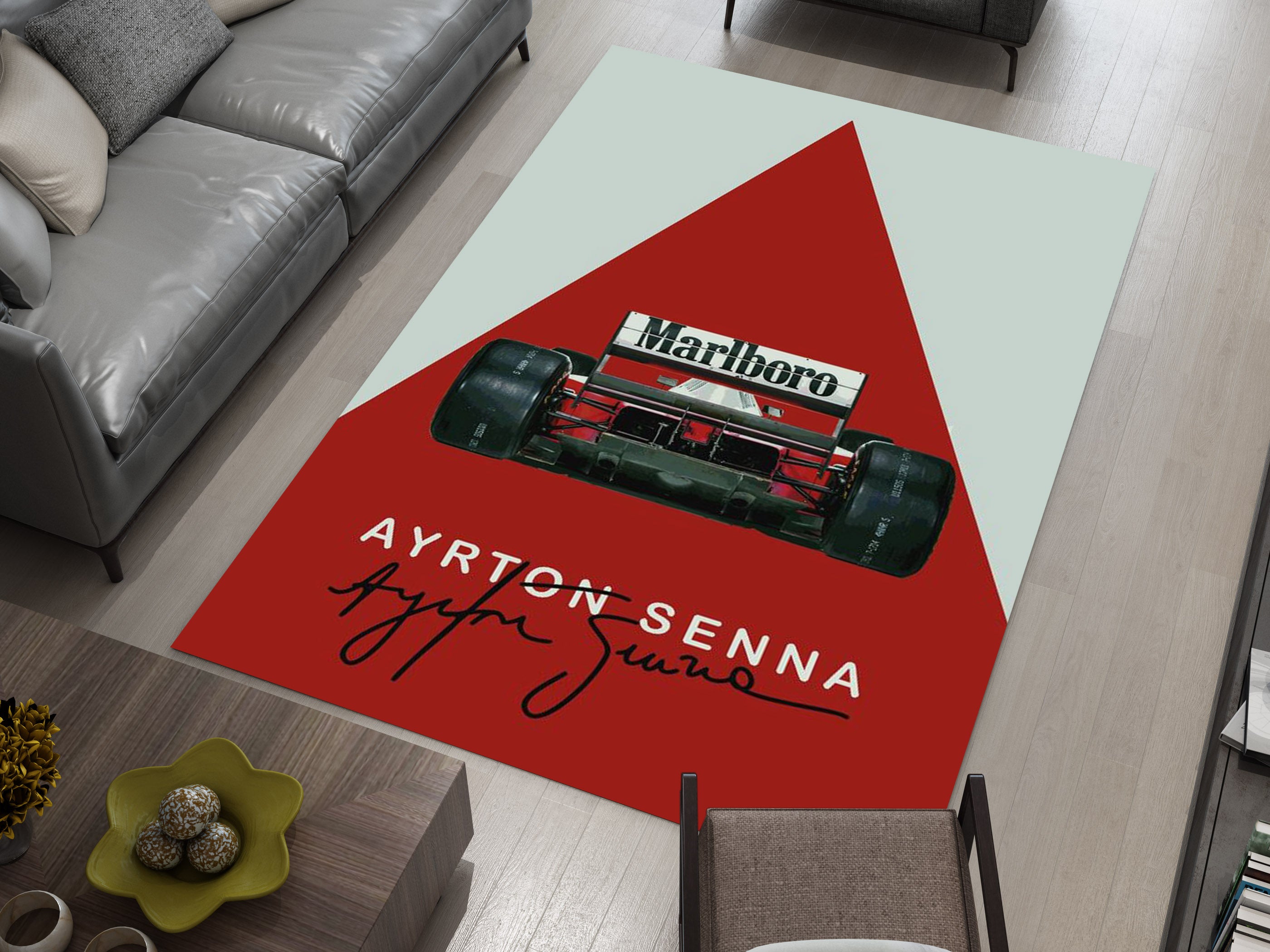 Ayrton Senna F1 Custom Rug – Formula 1 Icon Room Decor for Racing Fans, Garage Carpet