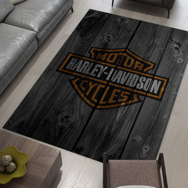 Harley-Davidson Road Custom Rug – Biker-Inspired Garage Decor for Motorcycle Enthusiasts, Motorcycle Carpet