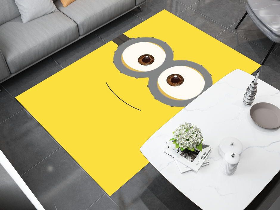 Minion Smile Rug, Cartoon-Inspired Carpet, Kids' Room Rug