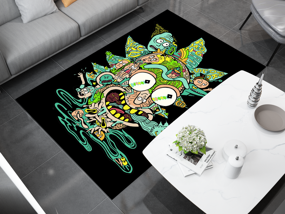 Rick and Morty Rug, Cartoon-Inspired Carpet, Portal Rick Rug, Geek Gift