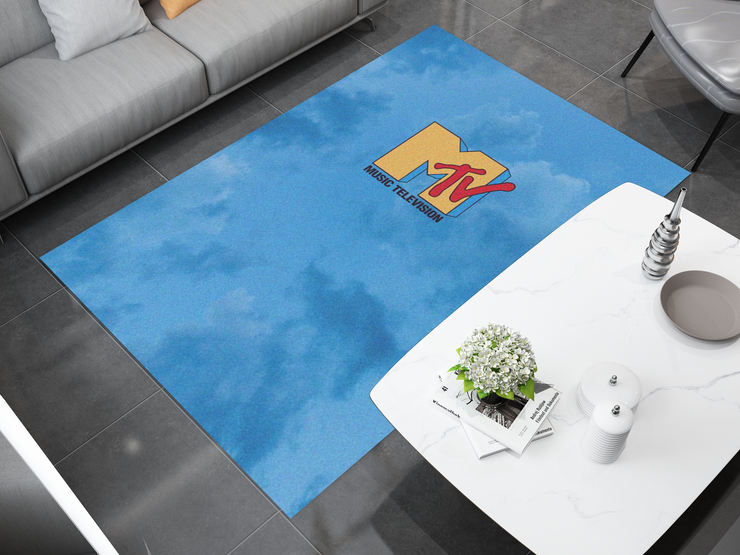 MTV Music Rug - Retro Music Television-Inspired Design Carpet, Studio Rug