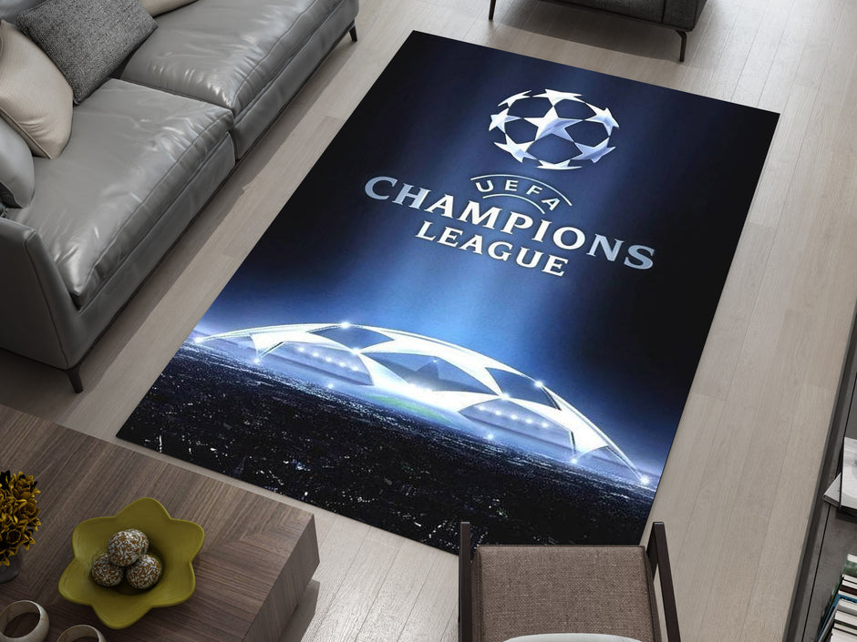 UEFA Champions League Custom Rug – Official Football Tournament Room Decor, European Football Carpet