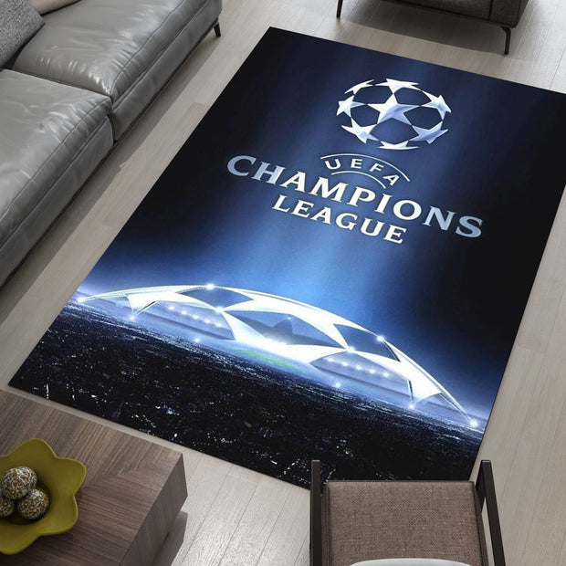 UEFA Champions League Custom Rug – Official Football Tournament Room Decor, European Football Carpet