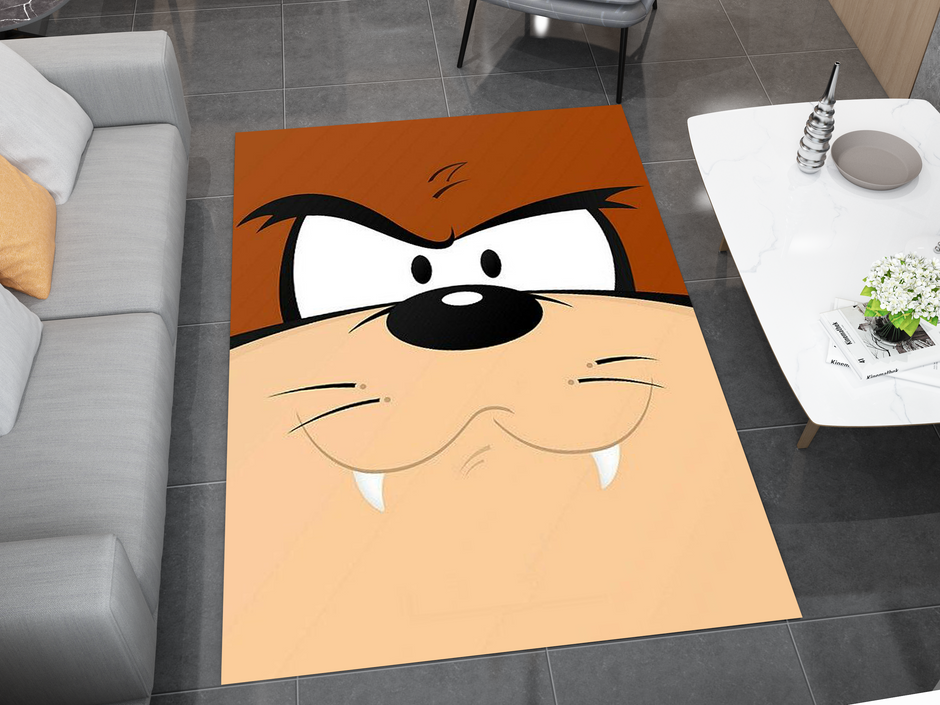 Taz Face Monster Rug - Tasmanian Devil Design for Looney Tunes Fans, Cartoon Carpet