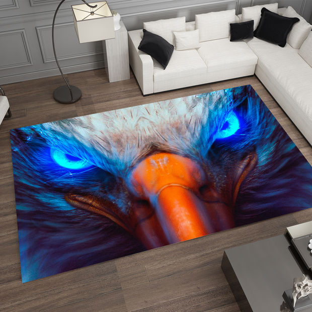 Fierce Eagle Eyes Rug, Bold Animal Design, Statement Carpet for Unique Interiors