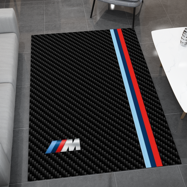 BMW Car Rug, Racing Inspired Carpet, Garage Rug