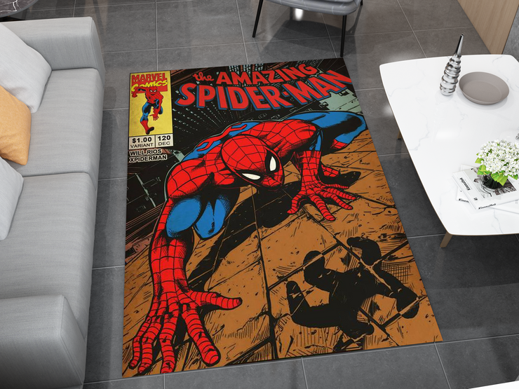 Spiderman Spidey Face Rug, Cartoon-Inspired Carpet, Marvel Spiderman Rug, Geek Gift